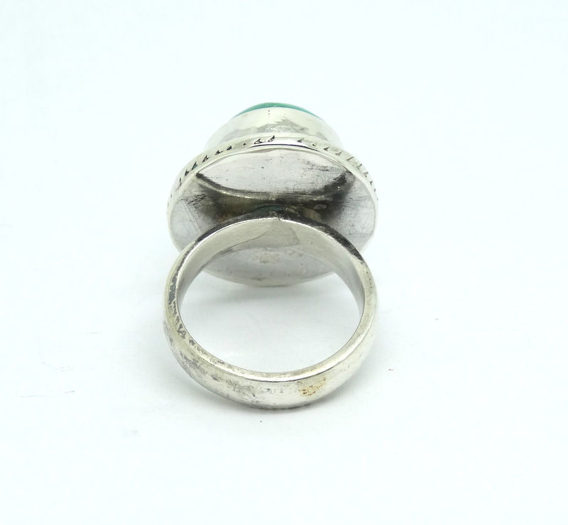 Thumbnail: HEAVY Mexican Sterling Silver Turquoise Ring