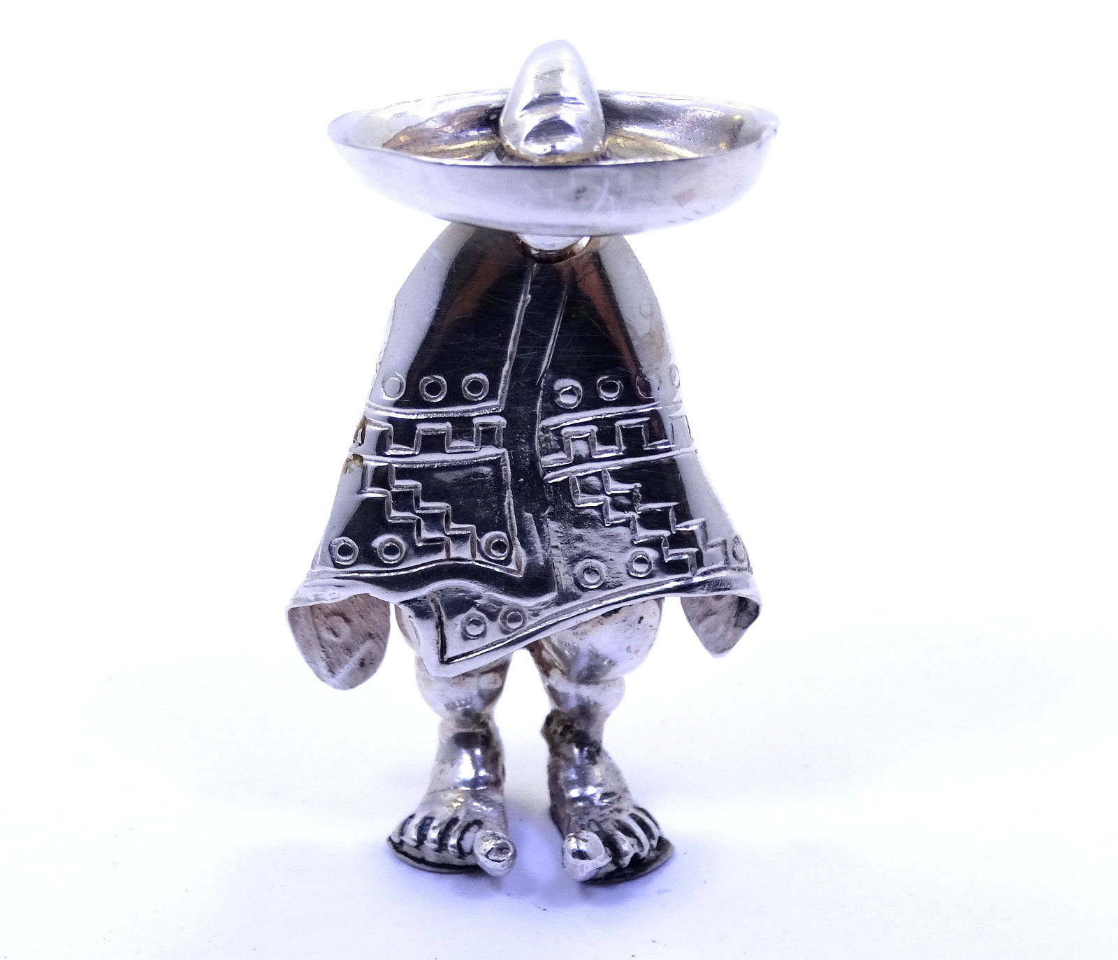 Iconic Vintage Mexican Man in PONCHO & SOMBRERO Sterling Silver Br