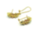 Thumbnail: Emerald Ruby Sapphire Diamond 14k Gold Flower Cluster Earrings