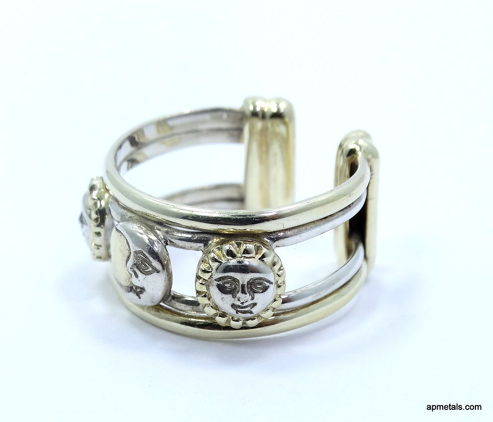 Thumbnail: SERGIO BUSTAMANTE Sun & Moon Sterling Silver GA39 Mexico Mid Century Ring
