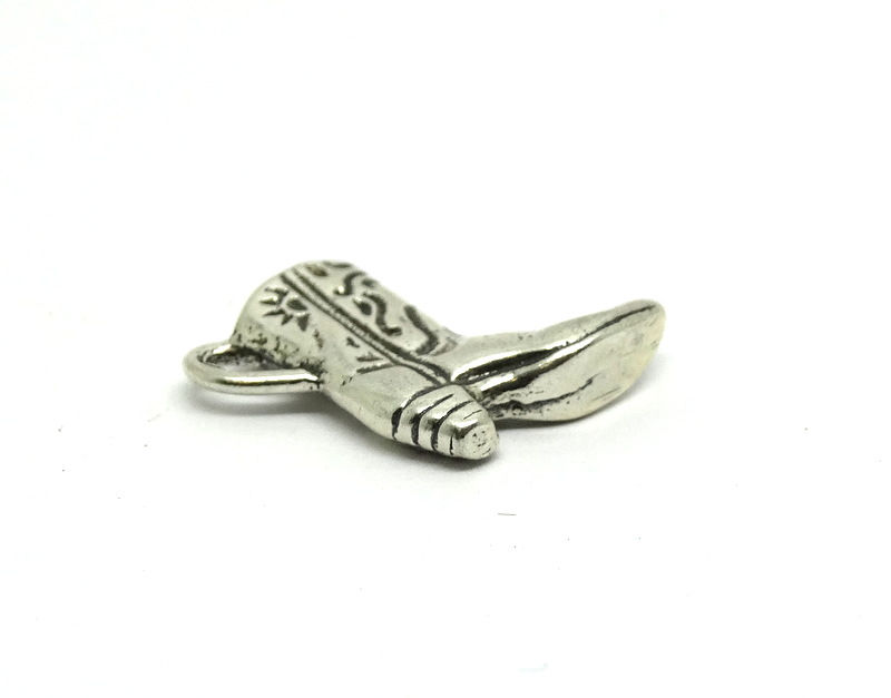 Thumbnail: Cowgirl Heeled Boot Sun and Scroll Pattern Design Sterling Silver Charm