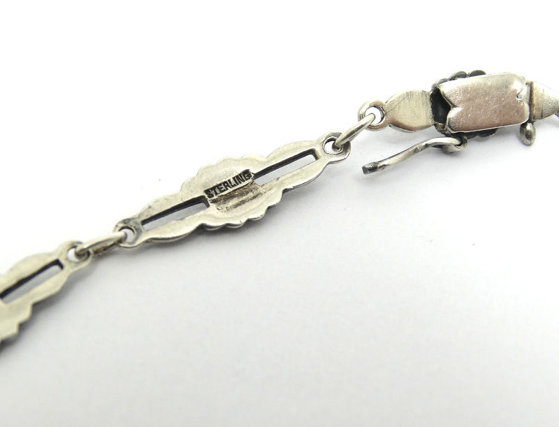 Thumbnail: Vintage Marcasite Flower Sterling Silver Necklace