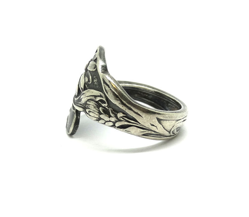 Thumbnail: Sterling Silver AG Bypass Floral Spoon Ring S-8.5