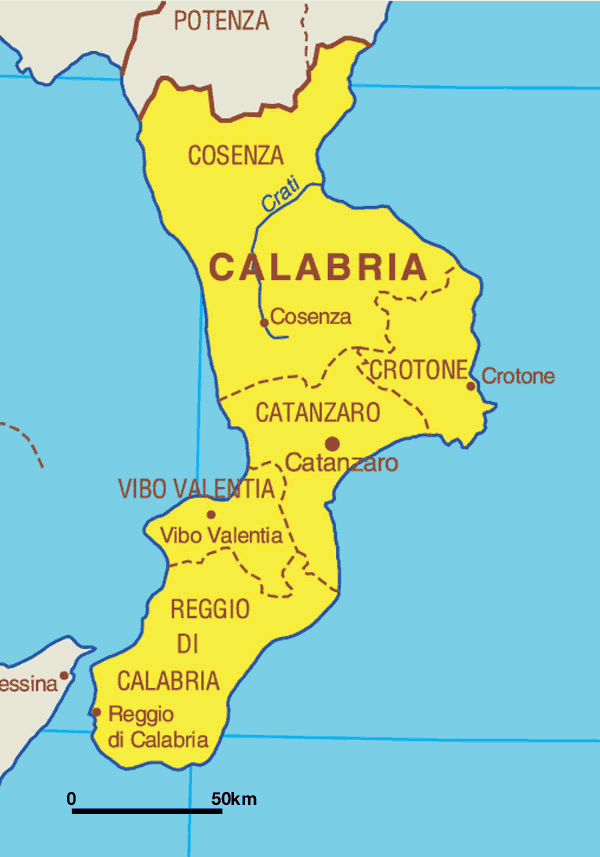 Carte de la Calabre