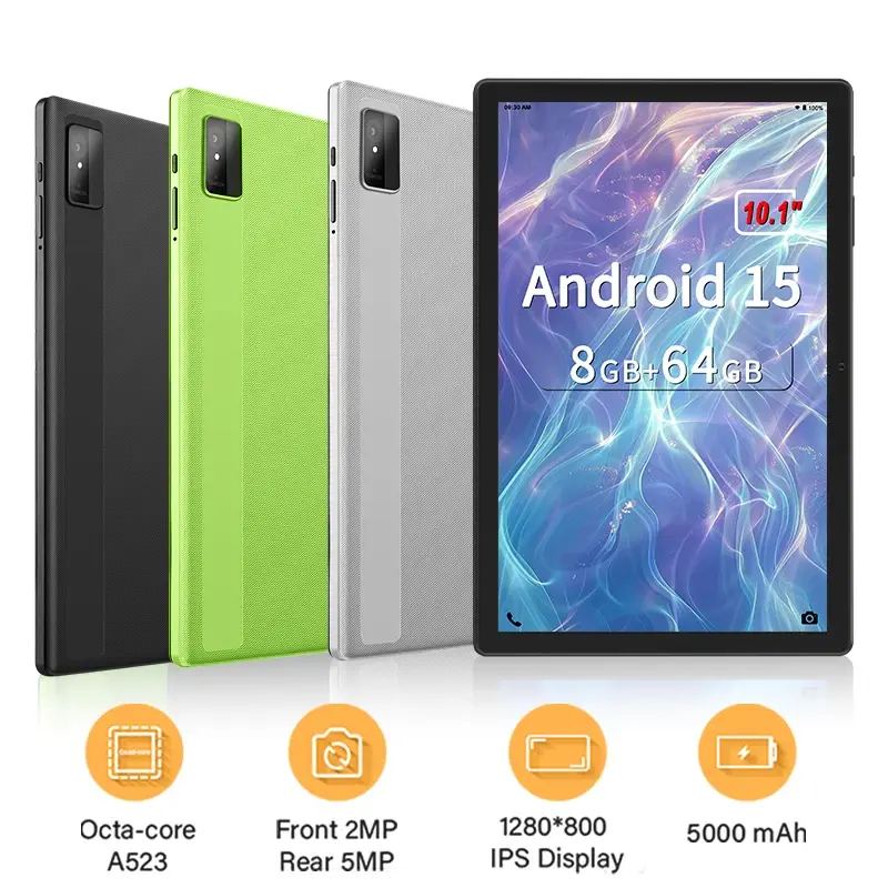 Paitanry 10.1 Inch Tablet Octa-core Android 15 8GB(4+4 Expand) RAM+64GB ROM 5000