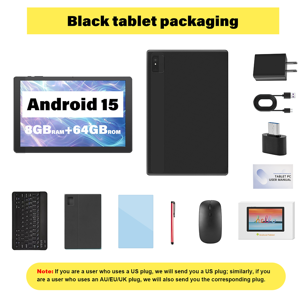 Thumbnail: Paitanry 10.1 Inch Tablet Octa-core Android 15 8GB(4+4 Expand) RAM+64GB ROM 5000