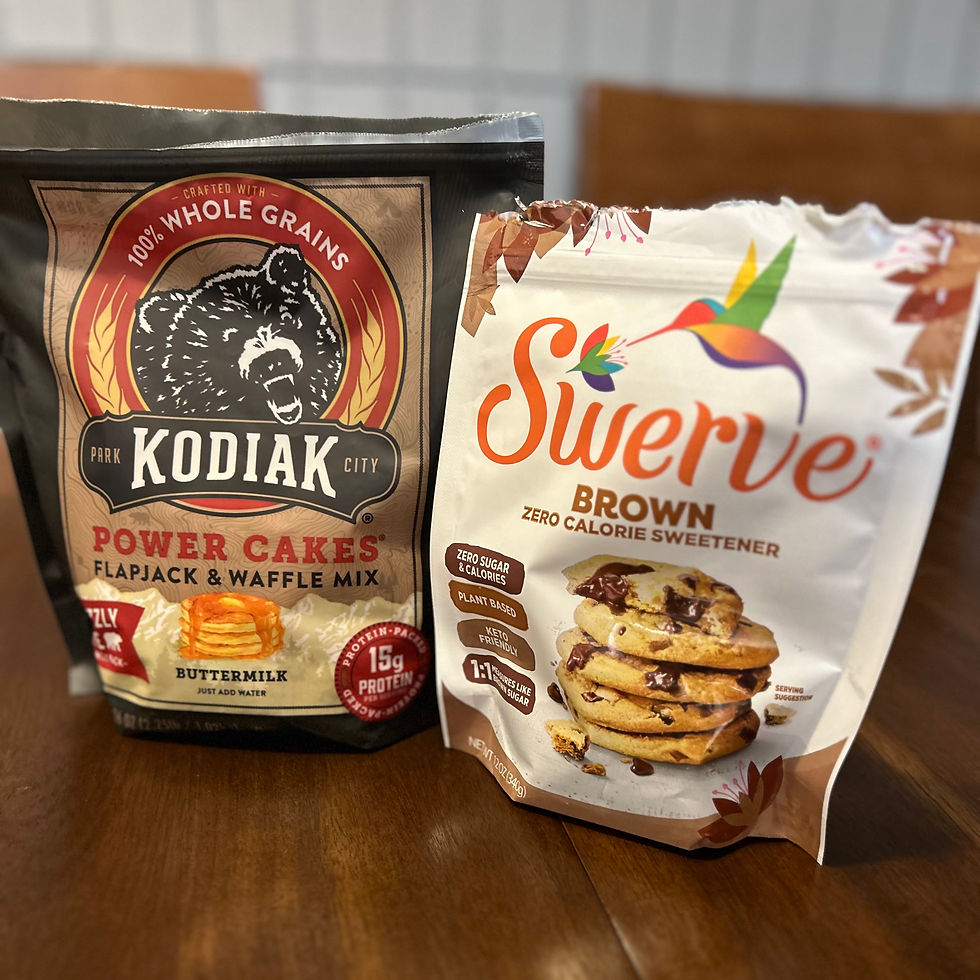 These are the brands I use, and what the nutrition facts are based off of! I haven't tried any other high protein pancake mix to make muffins, so I'm not sure if other brands will work.