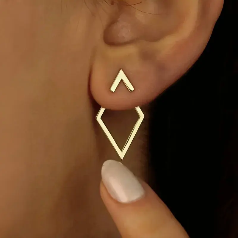 Thumbnail: Geometric Detachable Triangle Earrings – Retro Minimalist Style