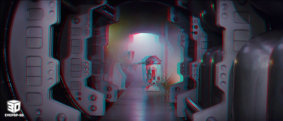 Princess Leia and R2D2 in Stereoscopic 3D Anaglyph