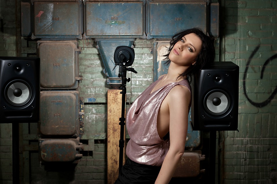 Katya Gabeli editorial portrait with electric violin
