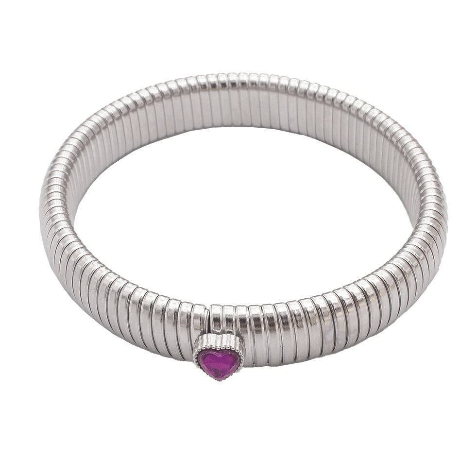 Thumbnail: Waterproof Stainless Steel Retro Elasticity Thick Metal Polish Bracelet 18K Gold