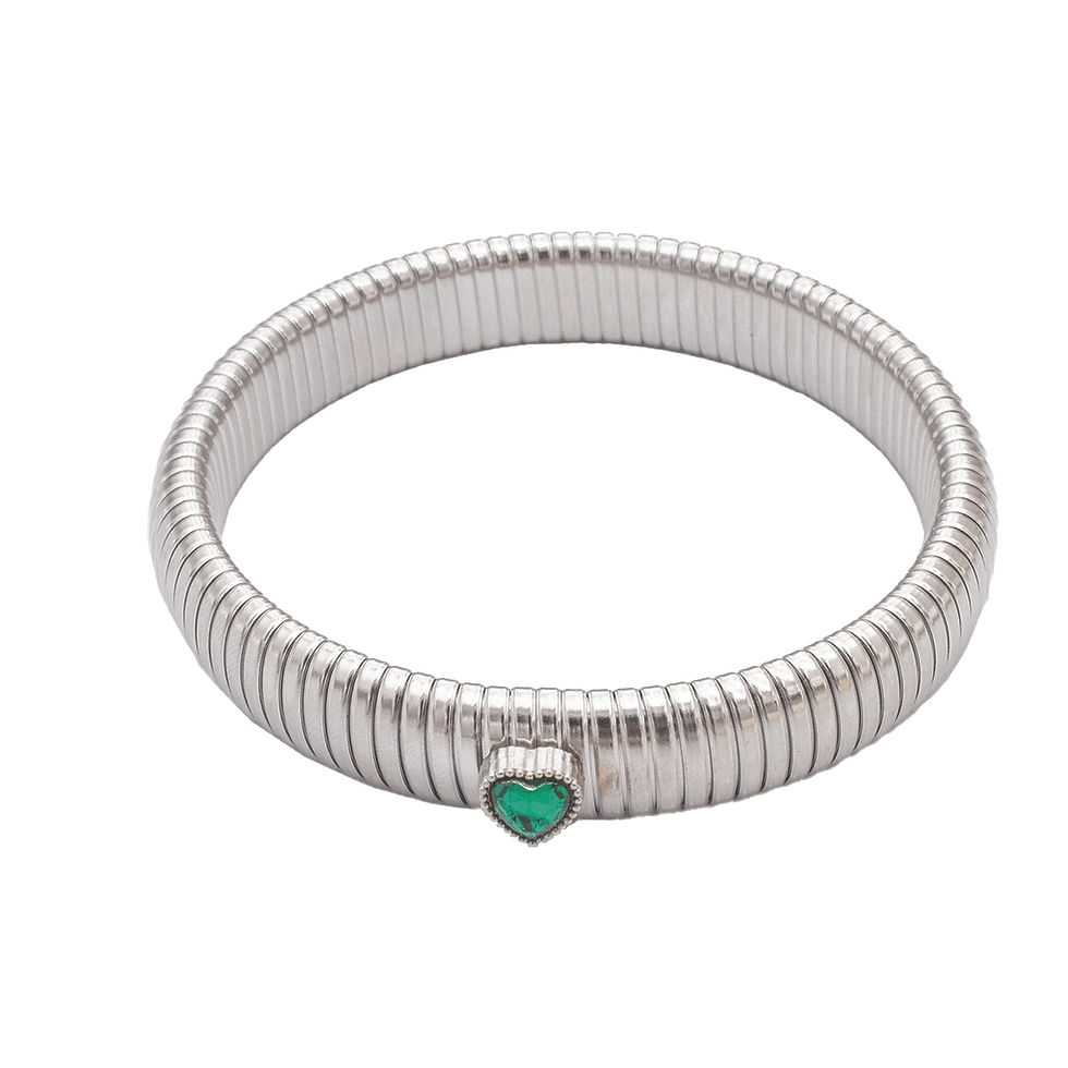 Thumbnail: Waterproof Stainless Steel Retro Elasticity Thick Metal Polish Bracelet 18K Gold