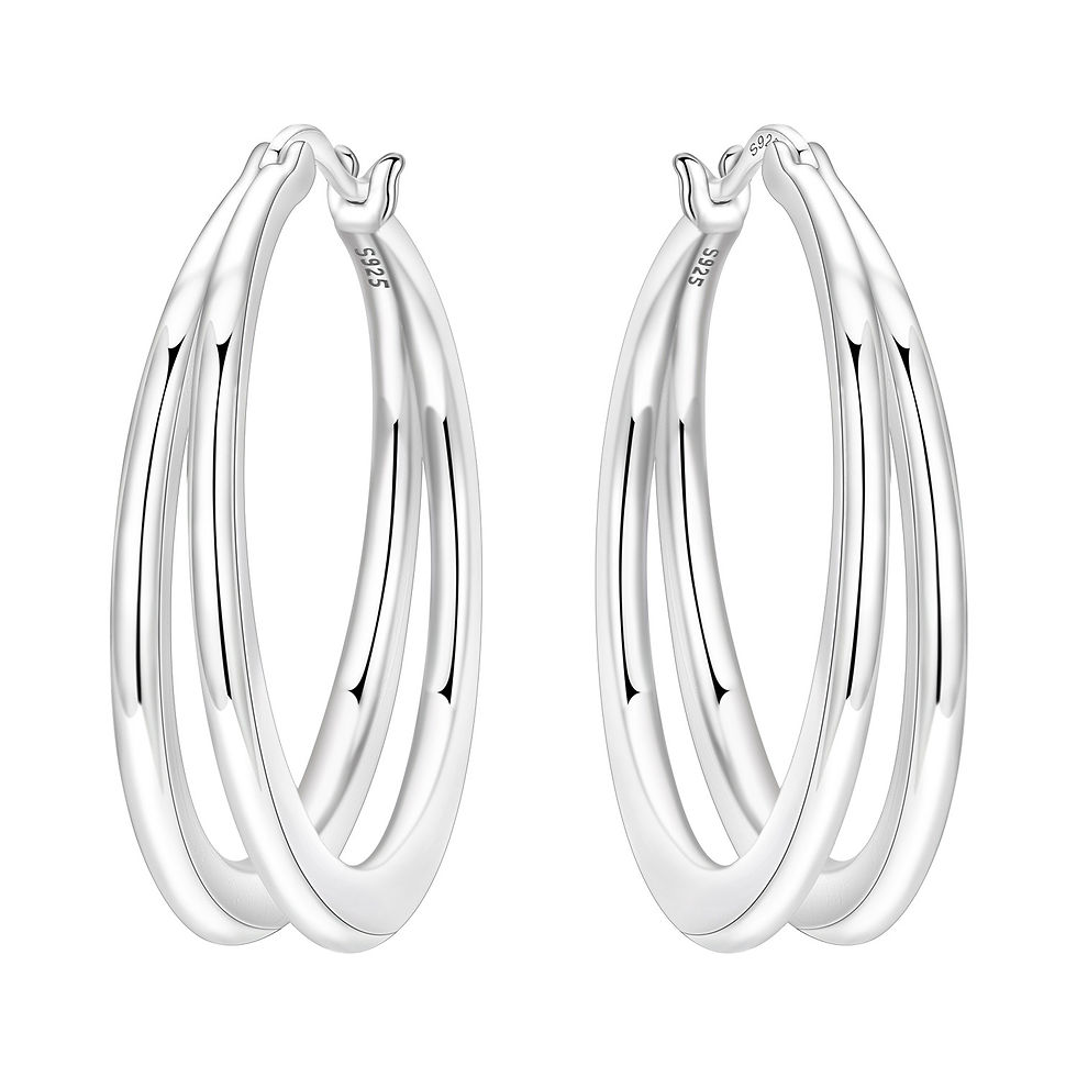 Thumbnail: Orstarry 925 Sterling Silver Double Loop Minimalist Drop Earrings Women Earrings