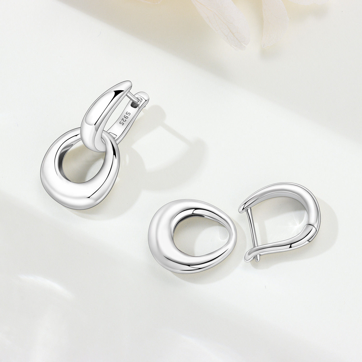 Orstarry 925 Sterling Silver Double Loop Minimalist Drop Earrings Women Earrings