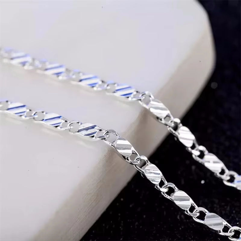 Thumbnail: Fashion 18K Gold Necklace 2MM 16/18/20/22/24/26/28/30 Inch Side Chain Necklace F