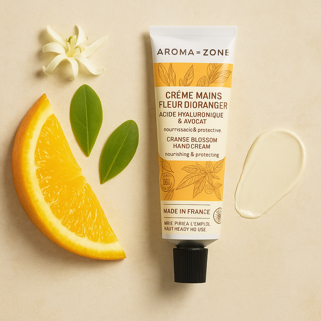 AROMA ZONE Crème mains Acide hyaluronique & Avocat BIO - Fleur d'oranger 20ML
