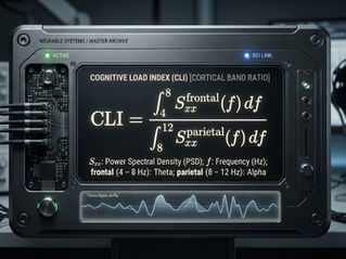 Mathematical formula for Cognitive Load Index (CLI) calculating PSD ratio of Theta and Alpha bands for Neurable BCI system integration.