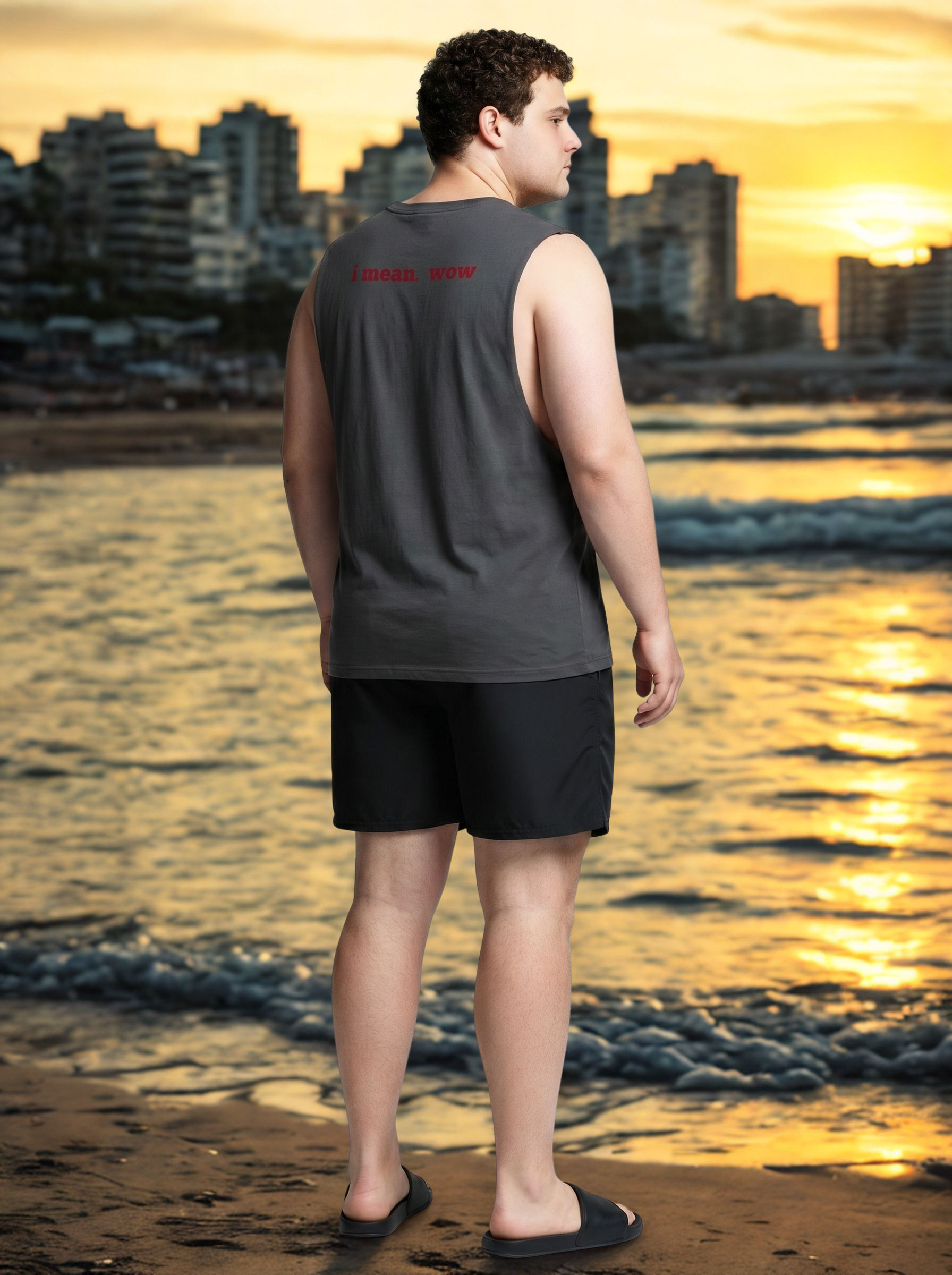 just. wow/i mean. wow Tank Top — Premium Graphic Tank