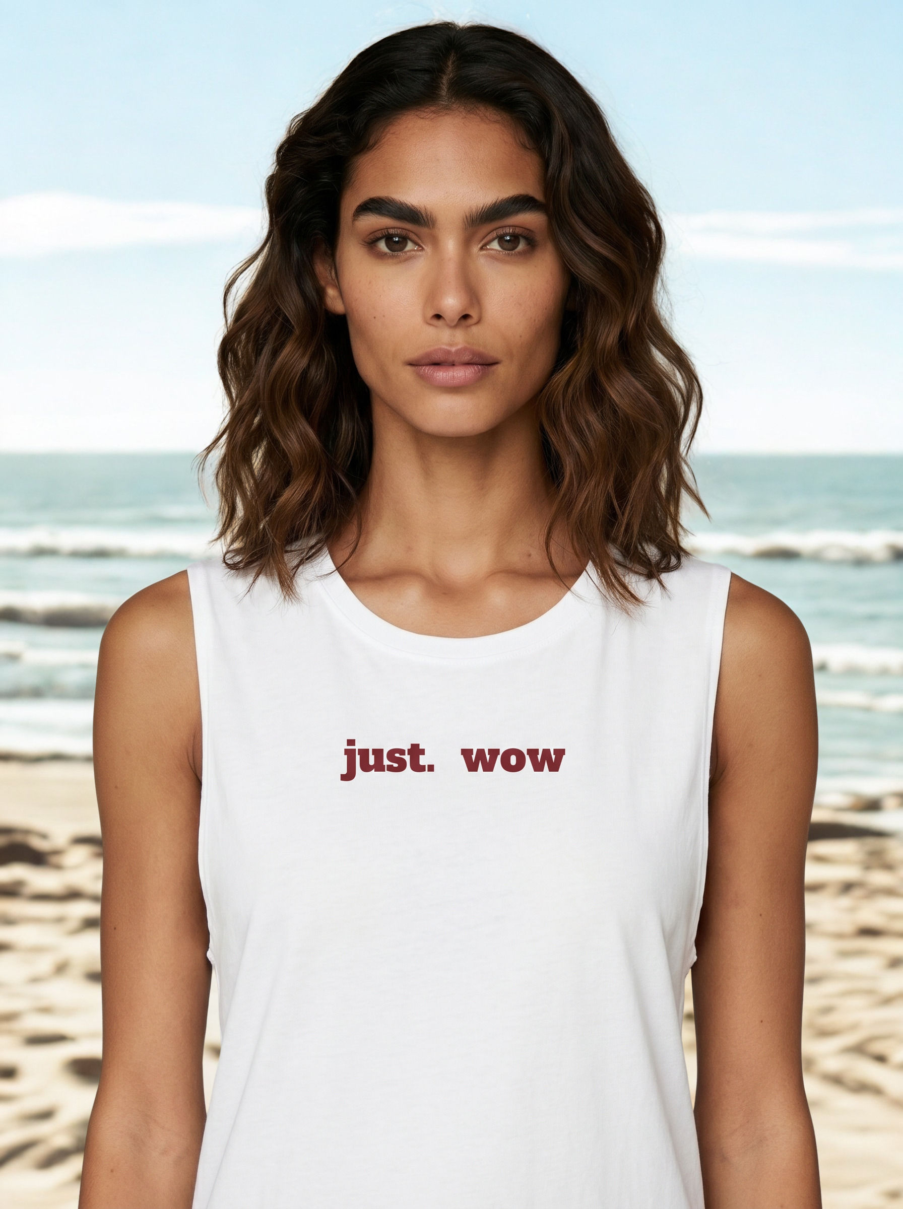 just. wow/i mean. wow Tank Top — Premium Graphic Tank