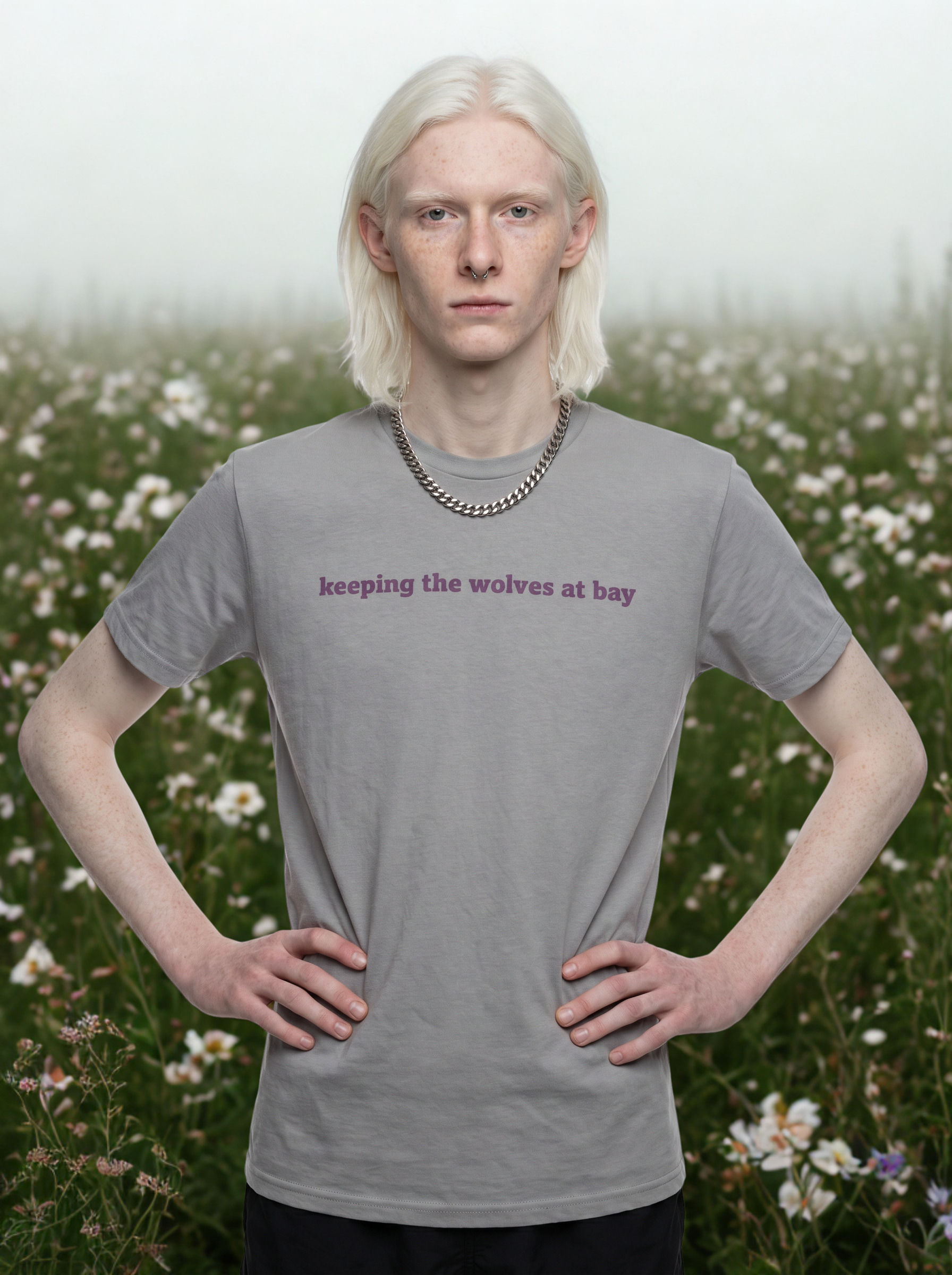 'keeping the wolves at bay/living the progressive way’ Unisex Premium Luxe Tee