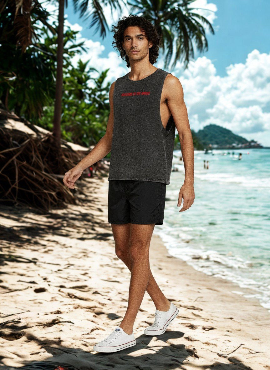 "Welcome To The Jungle" unisex stonewash premium summer tank