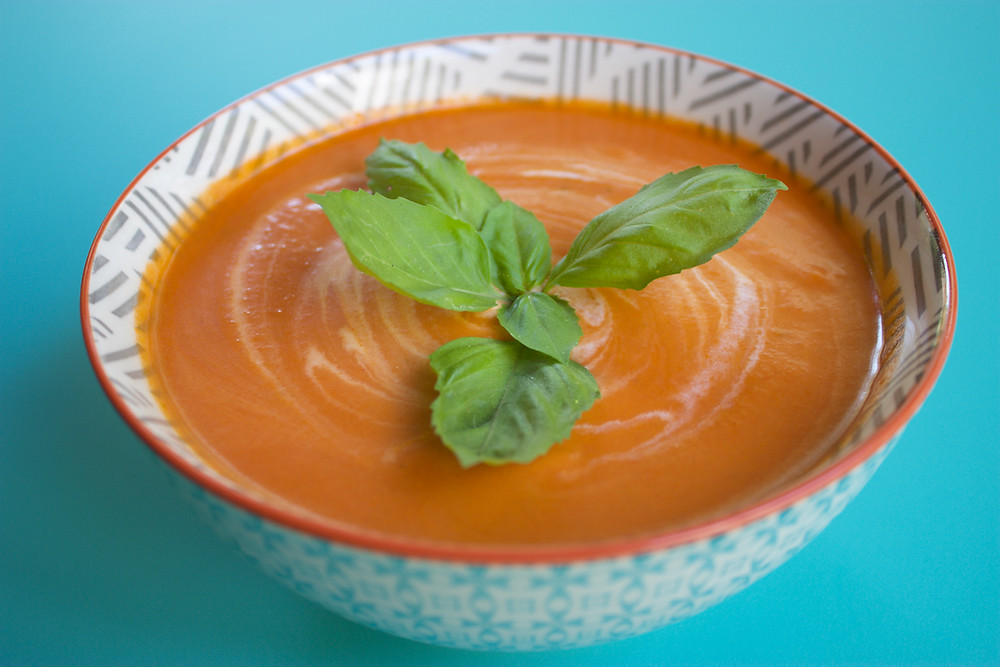 Vegan Tomato Basil Soup Close-Up
