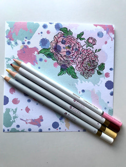 pencil coloring on patterned paper