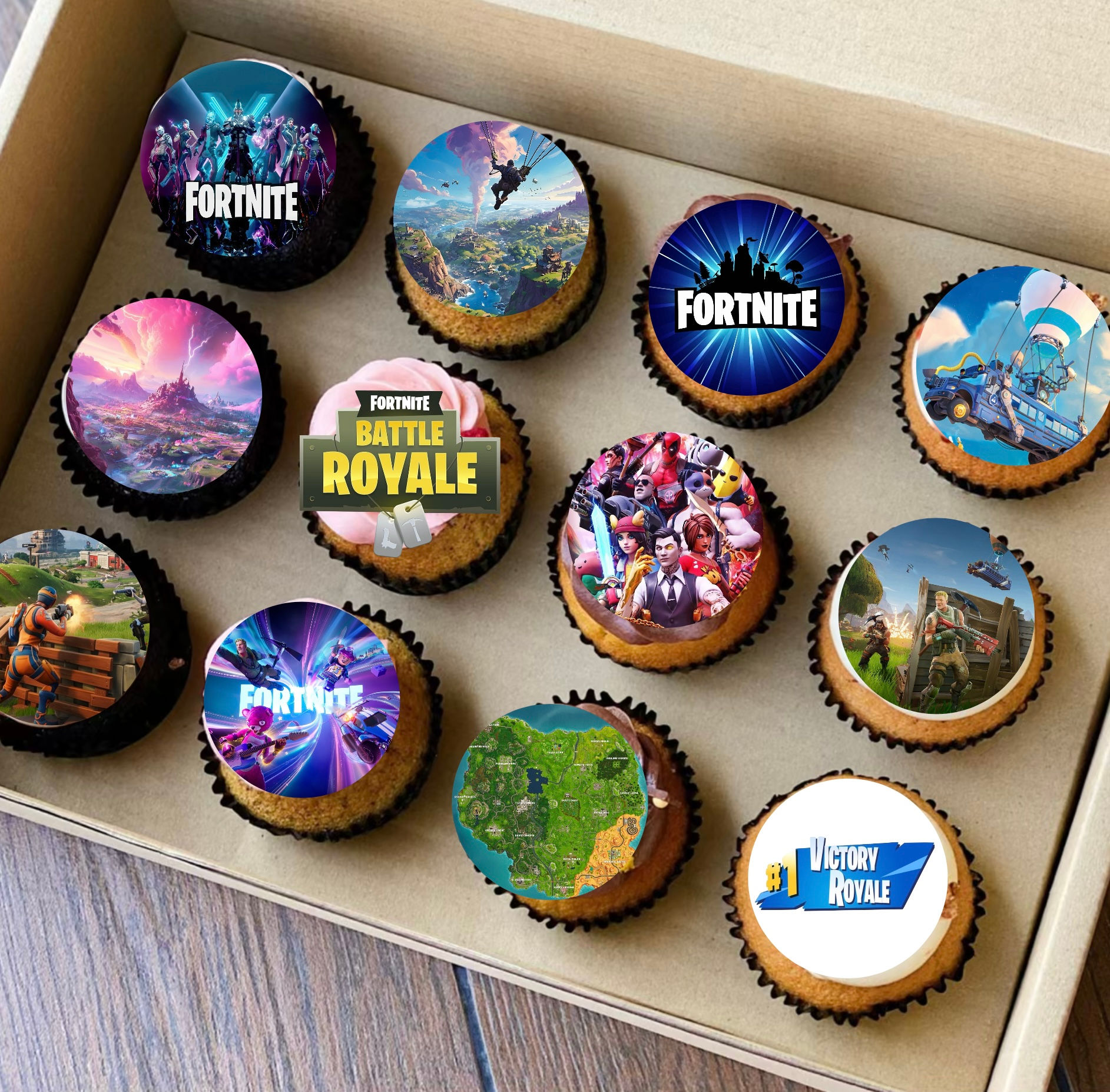 12x Fortnite edible cupcake toppers, premium icing sheet