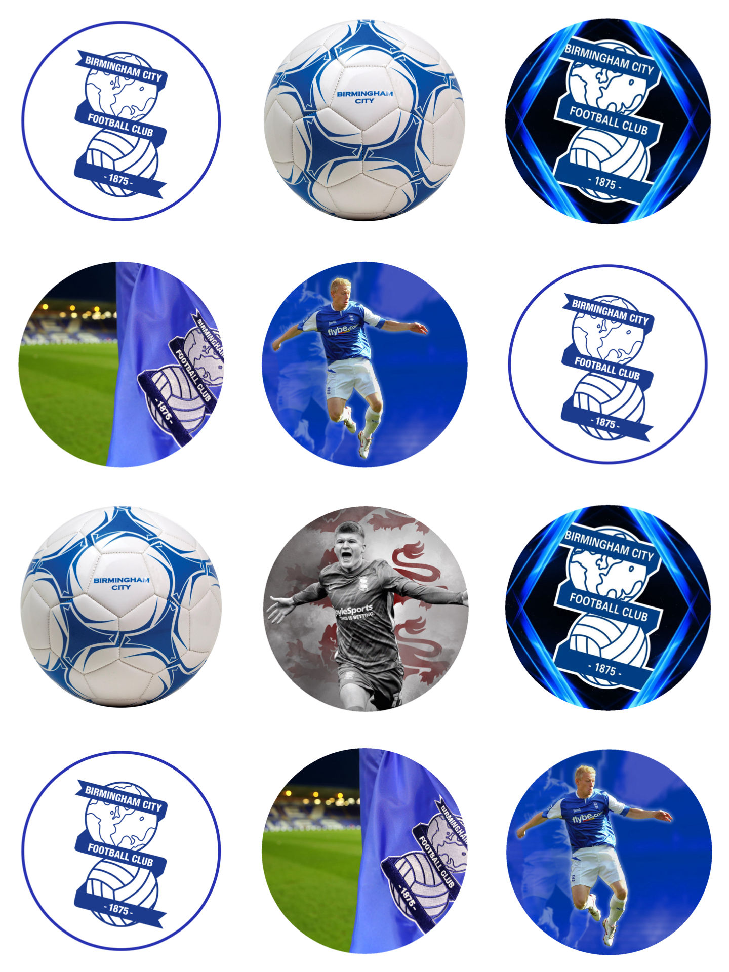 Birmingham City edible cake toppers x 12