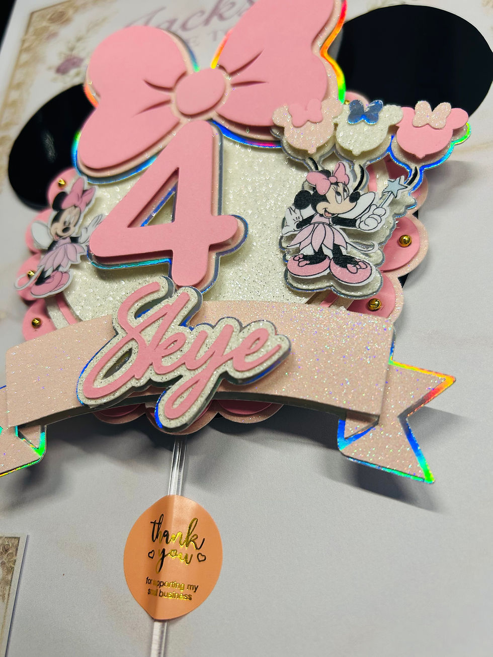 Thumbnail: Super cute Minnie Mouse Card Topper Custom Made 