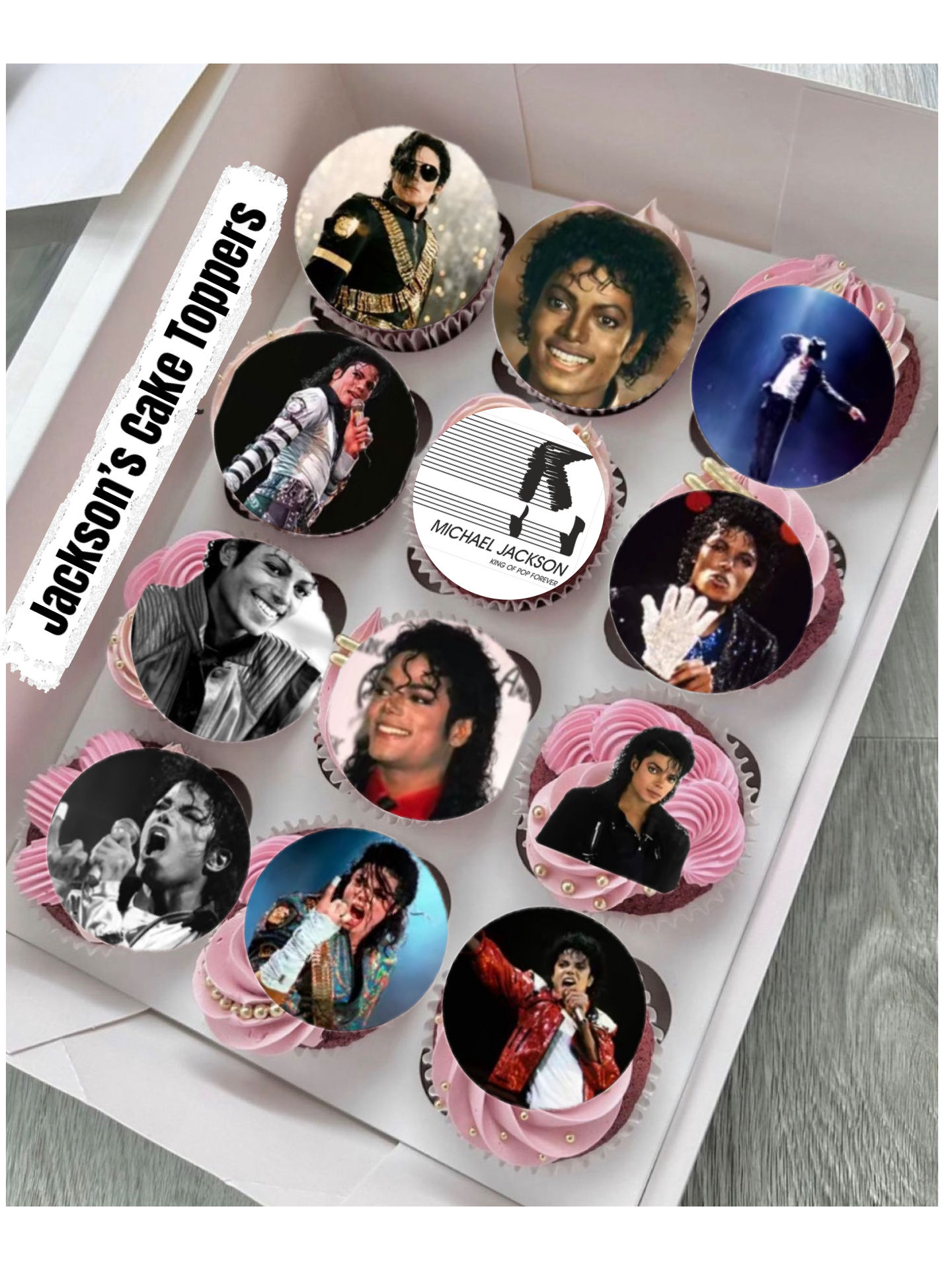 Michael Jackson 12 x pre cut cupcake toppers
