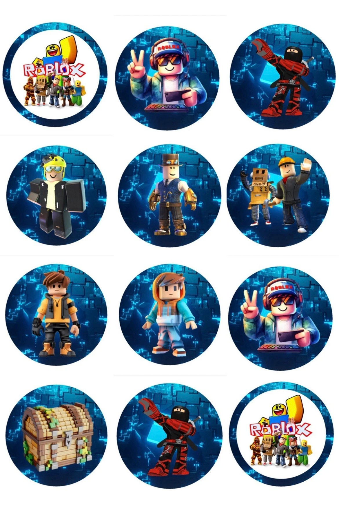 12 X Roblox Cup Cake Toppers Edible Party Decorations PRE CUT Roblox