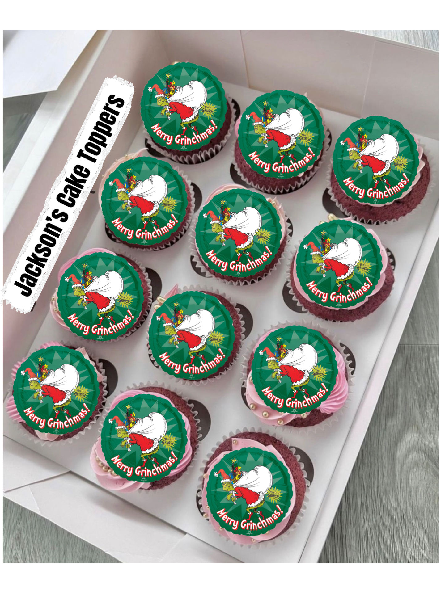 Grinch edible cupcake toppers x 12