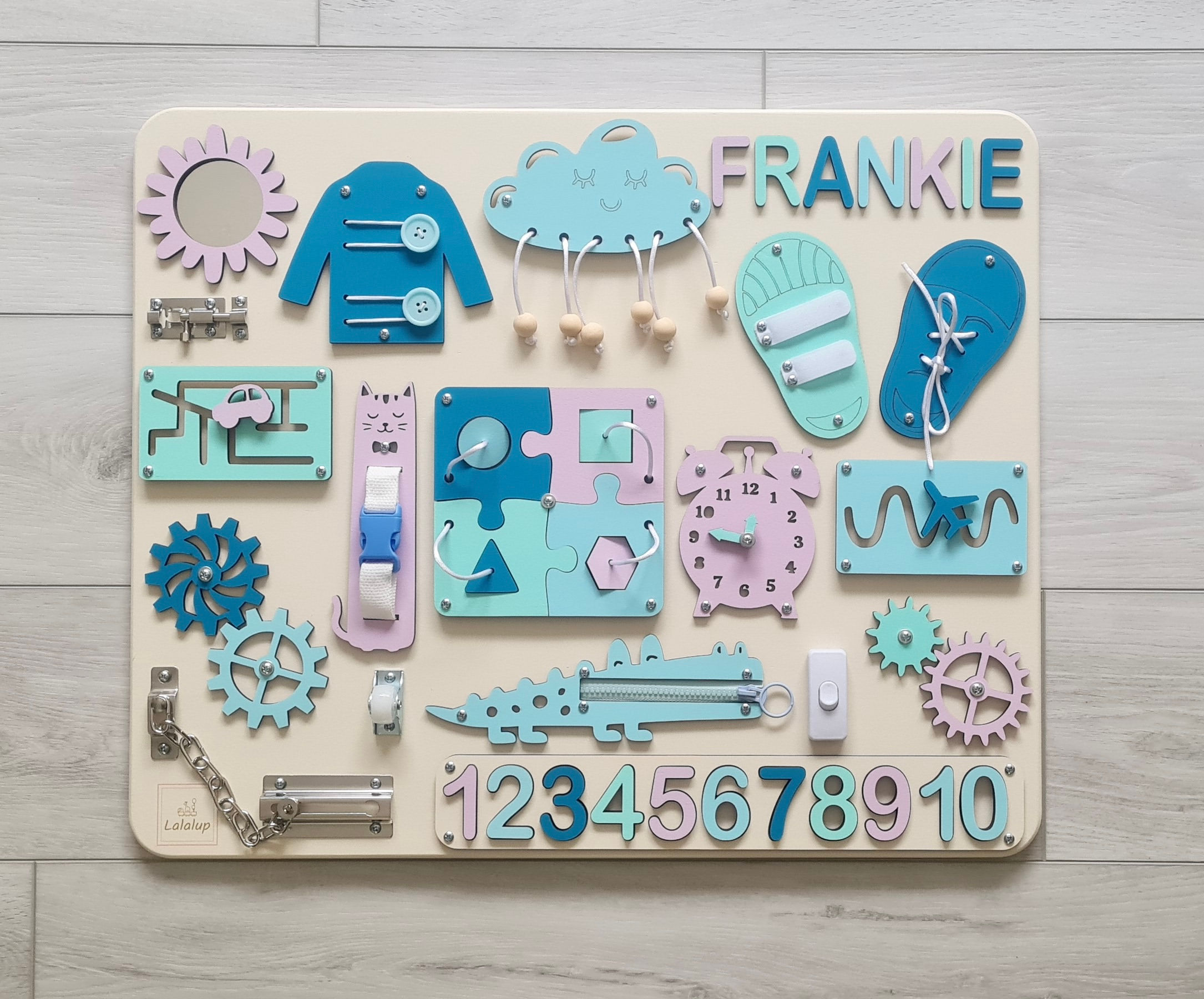 Personalized Busy Board for Toddler, First Christmas, 1st Birthday Gift