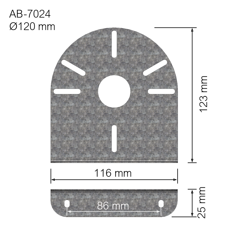 Miniature : AB-7024 Support mural en métal Ø120 mm