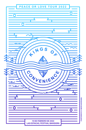 Kings of convenience, gig poster, sea, river, boat