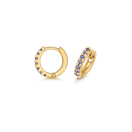 Iolite Yellow Gold Huggie earrings