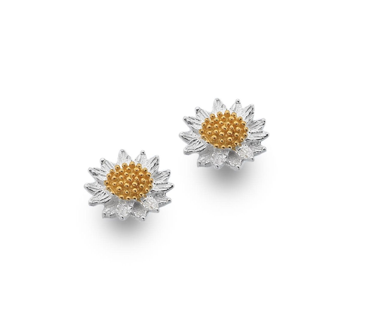 Sunflower Silver and Gold Plate Stud Earrings