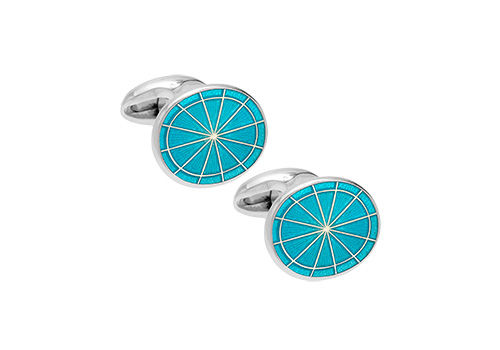 Silver and blue enamel cufflinks