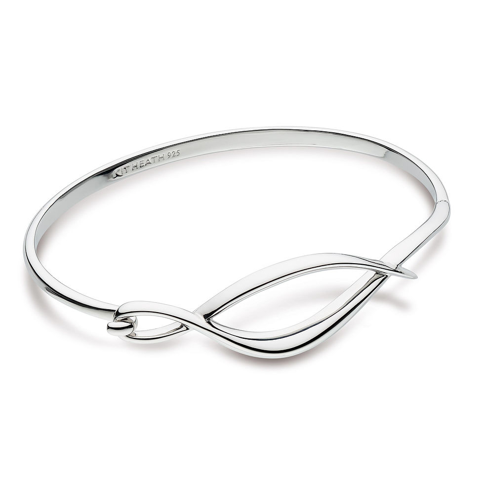 Thumbnail: Entwine TwineTwist Silver Hinged Bangle