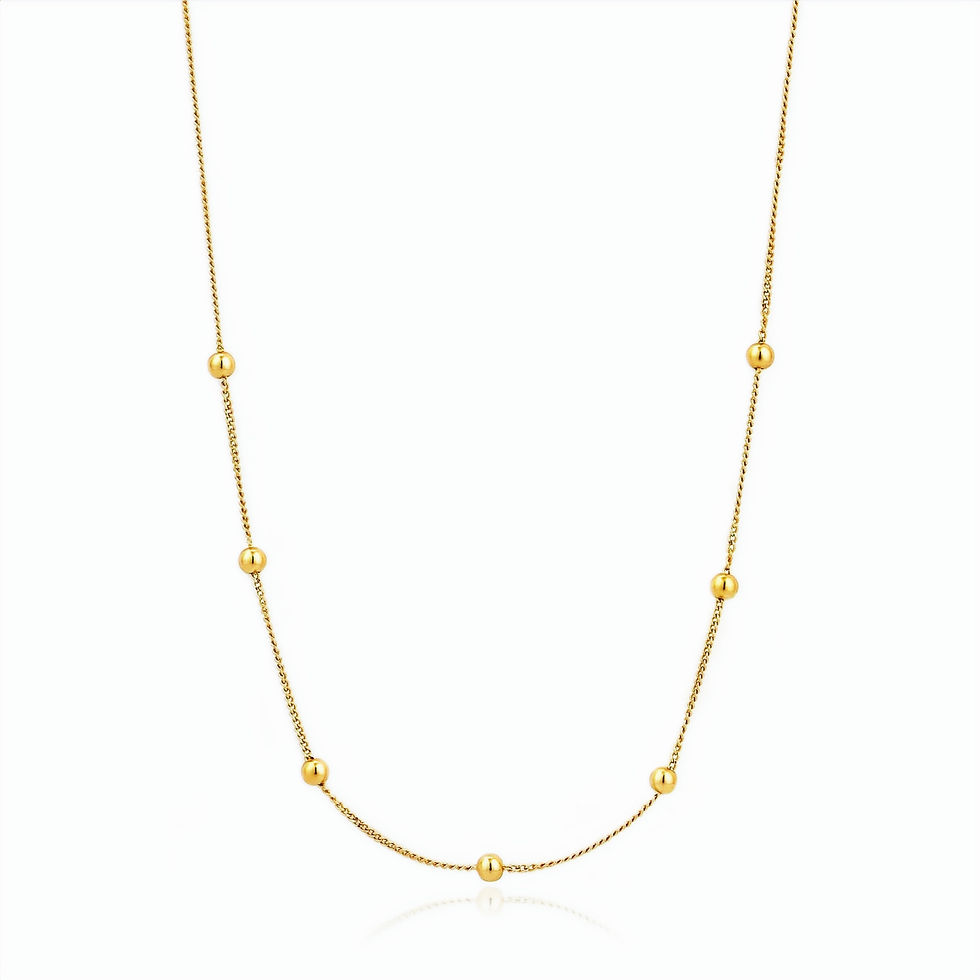 Thumbnail: Beaded Modern Gold Plated Silver Necklace