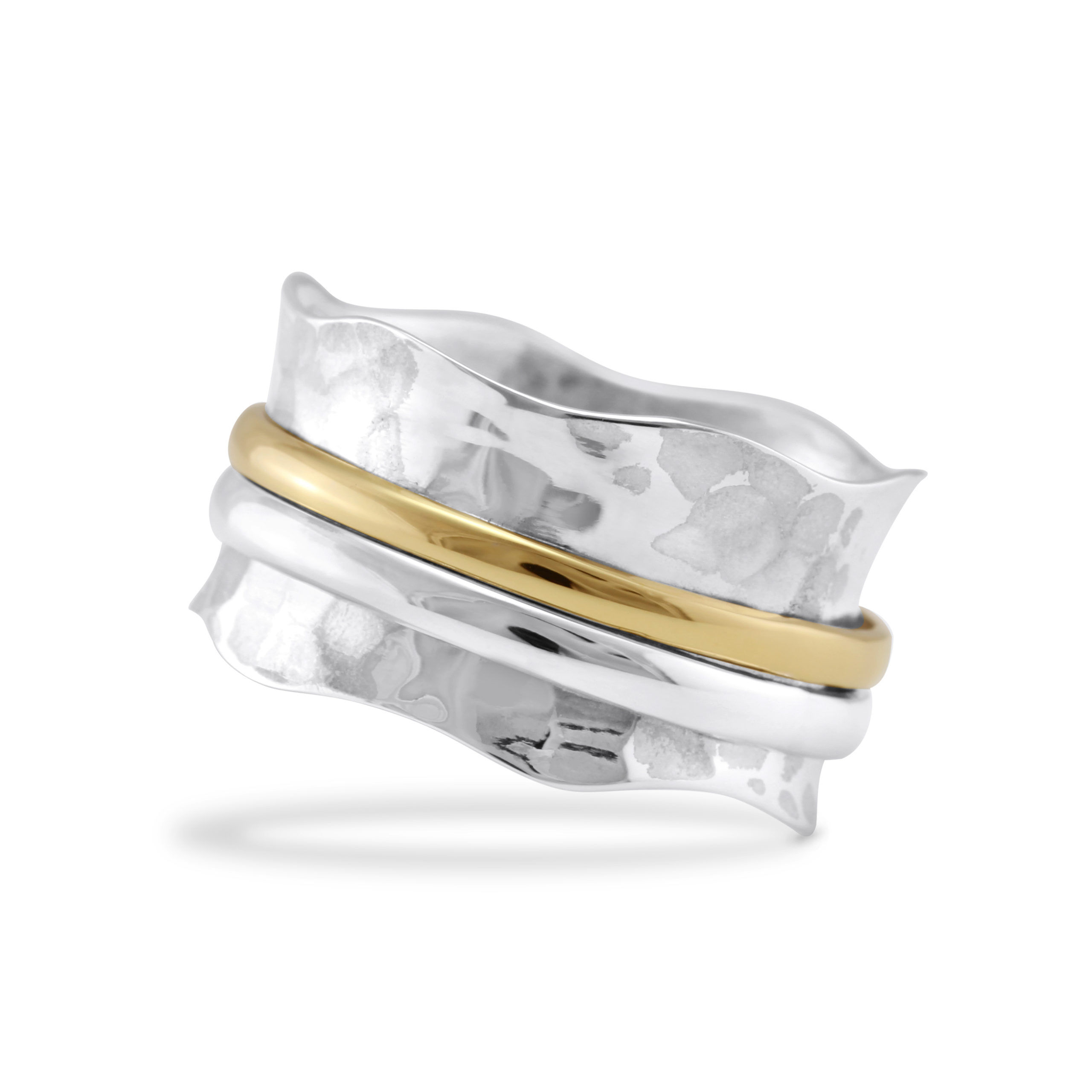 Two Strand Hammered Silver Spinning Ring