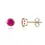 Thumbnail: Ruby 5mm Round Yellow Gold Rubover Stud Earrings