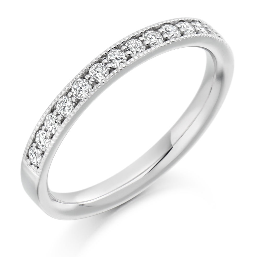 Vintage style Milgrain edge Diamond half Eternity ring
