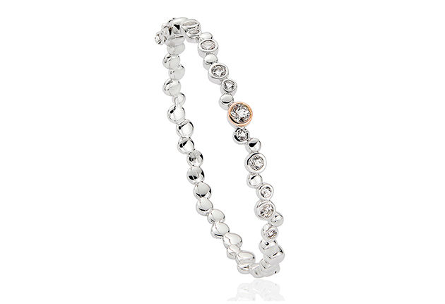 Celebration Topaz Silver Hinged Bangle