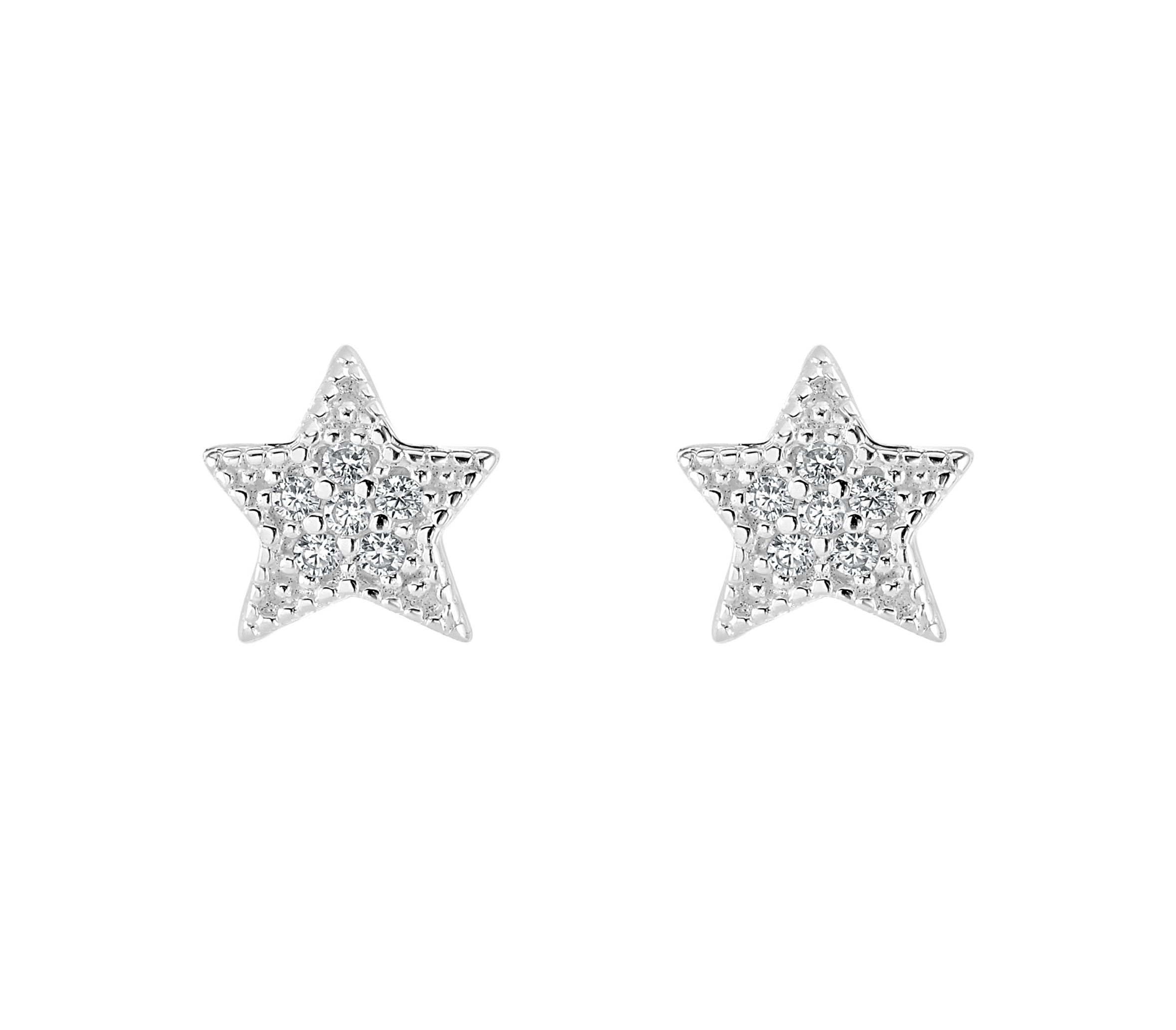 Cubic Zirconia Silver Star Stud Earrings