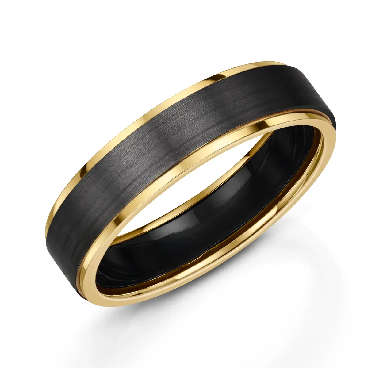 Black Zirconium and 9ct Yellow Gold Matt Ring