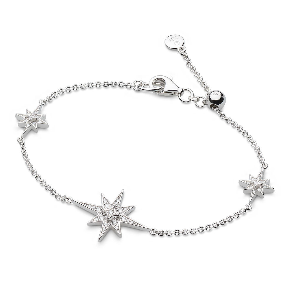 Celeste North Star CZ Silver Station Slider Bracelet