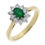 Thumbnail: Emerald 0.42ct and Diamond 0.42ct Halo Cluster 18ct Gold Ring