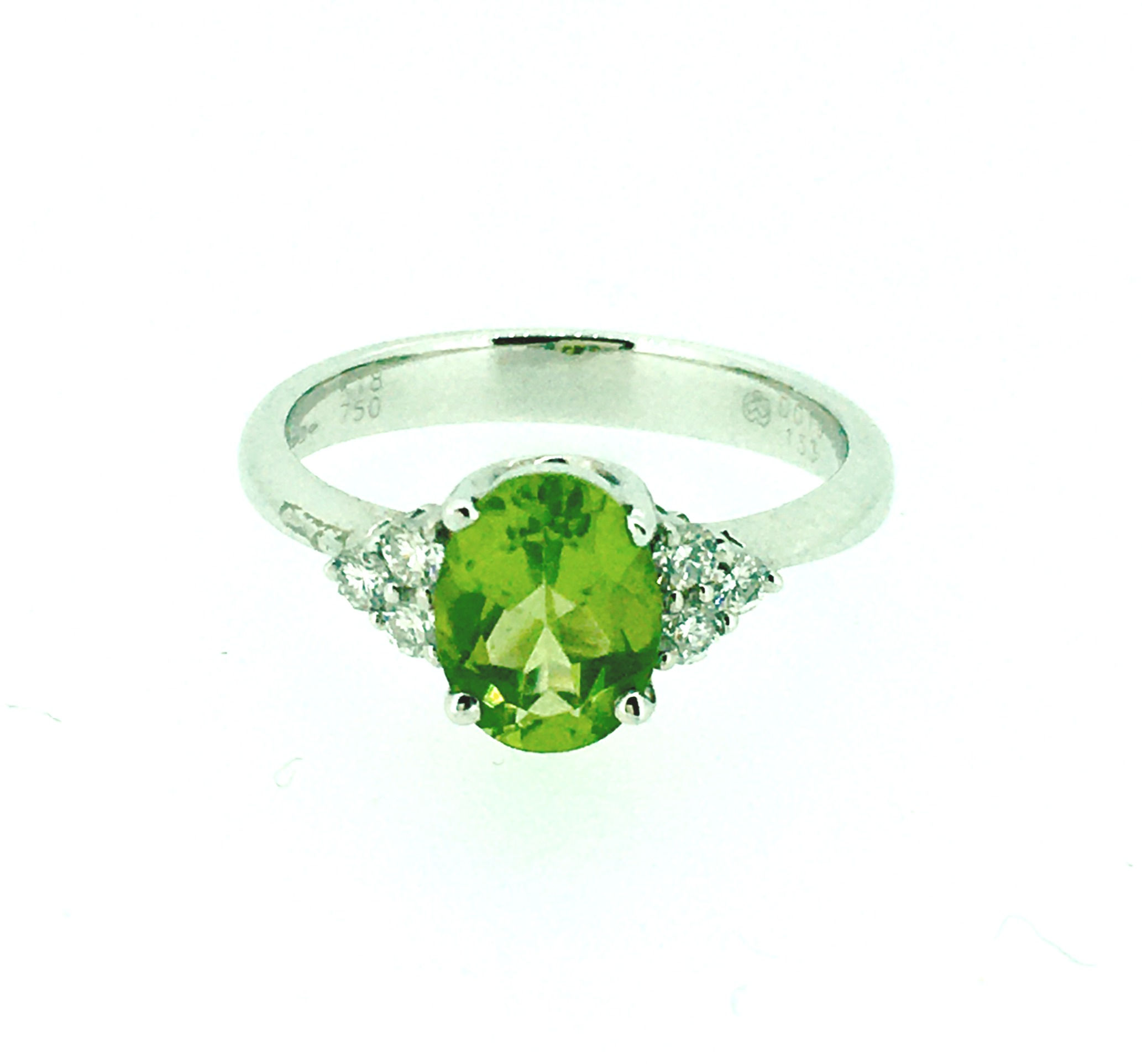 Peridot and Diamond 18ct White Gold ring